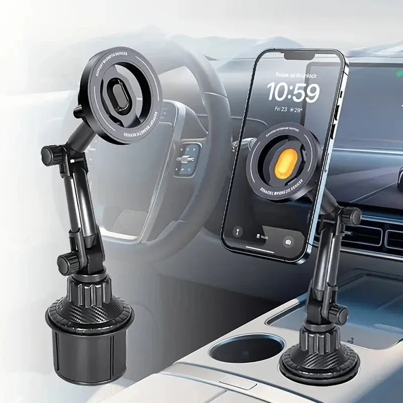 360° Rotation Magnetic Phone Holder for Car Cup Mount Compatible with Magsafe iPhone 16/15/14/13/12 Samsung Xiaomi Vehicle Cell