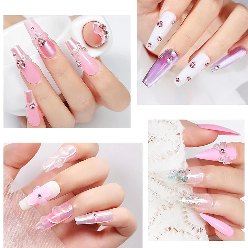 PUENTE 100g Clear Non-Stick Hand Extension Nail Gel With Sculpture Pen 3D Modeling Rhinestone Glue Soak Off UV Nail Art Gel Kit