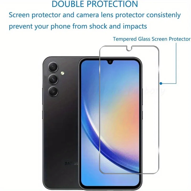4 Pack Designed for Samsung Galaxy A34 5G Tempered Glass Screen Protector 9H Anti Scratch HD Clear Bubble Free