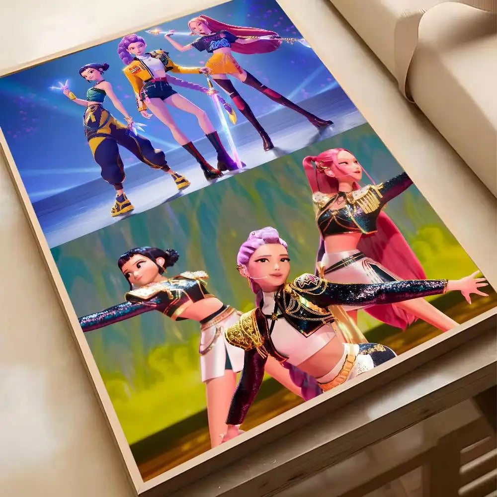 Hot Movie K-pop D-Demon H-Hunters Anime Poster Waterproof HD Art Wall Decal Self-Adhesive Print. Aesthetic Home Room Decor for L