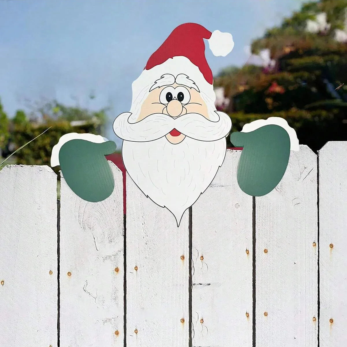 1pc Christmas Fence Ornaments Santa Clause Peeker Yard Ornaments Indoor Outdoor Ground Placard DIY Festival Gift