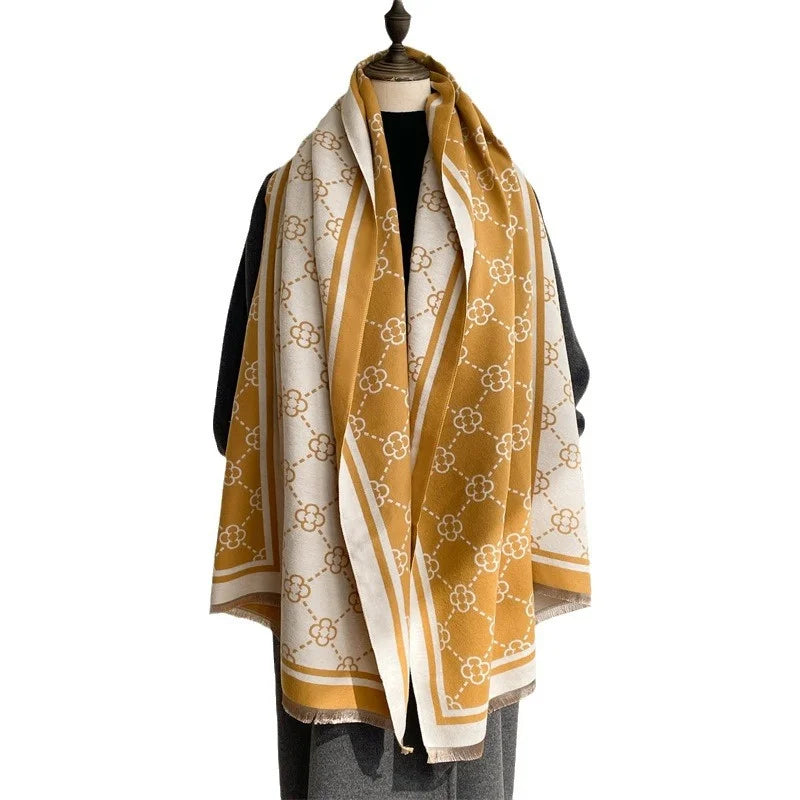 Luxury Brand Cashmere Women Plaid Scarf Winter Warm Shawl and Wrap Bandana Pashmina Female Foulard Square Thick Blanket Poncho