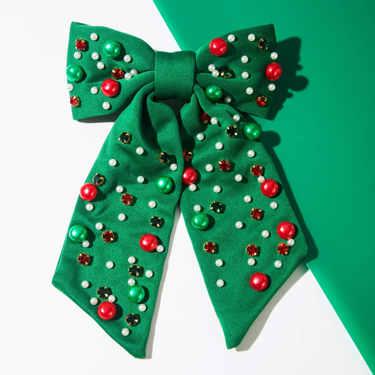 New Christmas Elements Bow Hairpin Women's Fashion Nail Diamond Pearl Holiday Party Spring Clip Hair Accessories