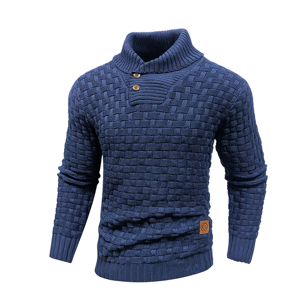 Men’s Knitted Sweater Casual Crew Neck Warm Long Sleeve Comfortable Pullover Textured Ribbed Edge High Quality Top US Size
