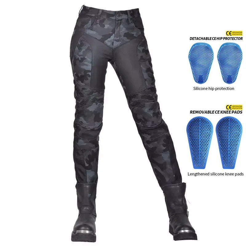 Camo Dual Spring Summer Riding Collection Classic Denim PK720 Motorcycle Female Pants Motocicleta Elastic Fit Jeans 4 Gears