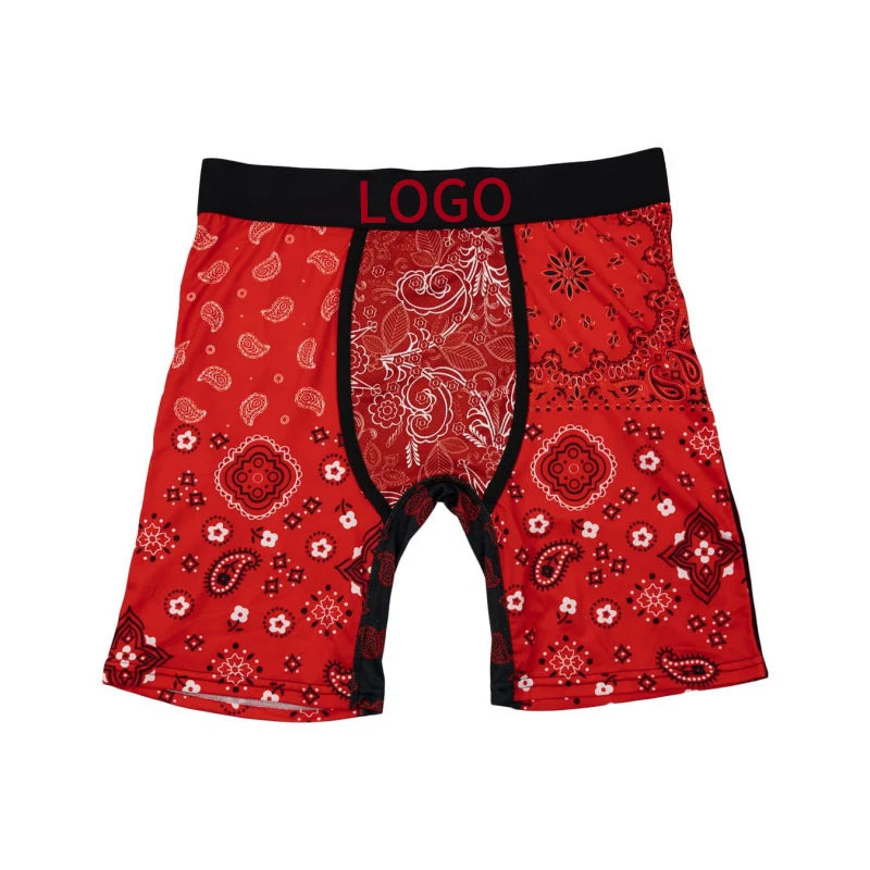 Sexy Men Underwear Mesh Breathable Crotch Mens Underpants Men's Panties Plus Size L-2XL Man Boxershorts Printed Men Boxer Briefs