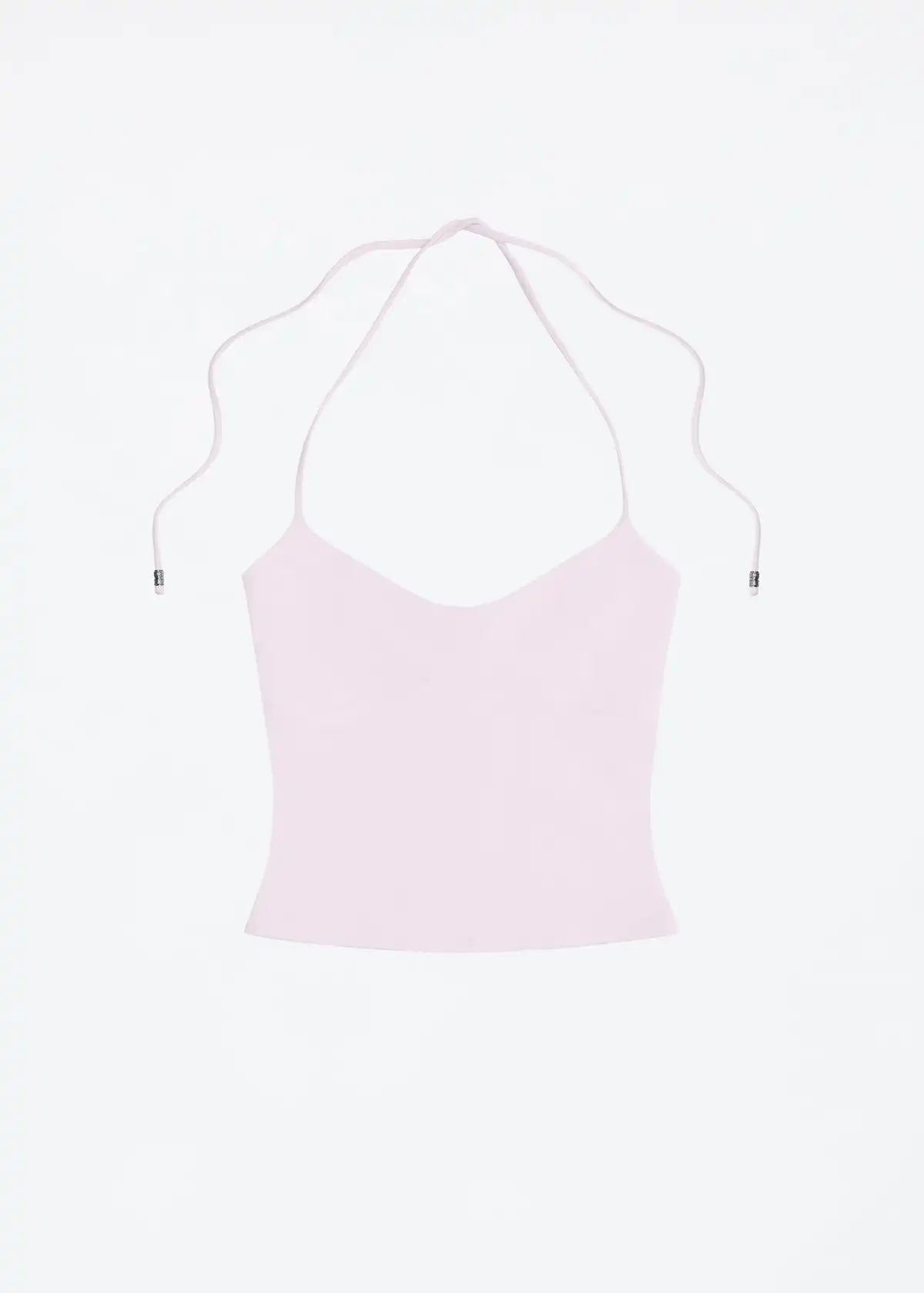 Tank Women's Open-Back Stretchy Camisole Top with Metal Accessories and Self-Tie Shoulder Straps, Low-Neck Sexy Halter Top