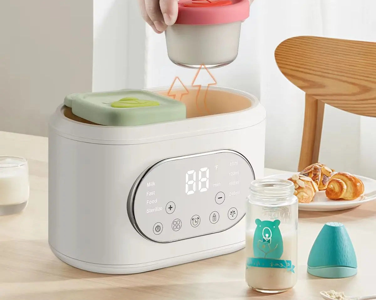 10-in-1 Baby Bottle Warmer Dual Fast Heating with Timer Precise Temp Control - Defrost/Steam for Breast Milk Formula Night Light