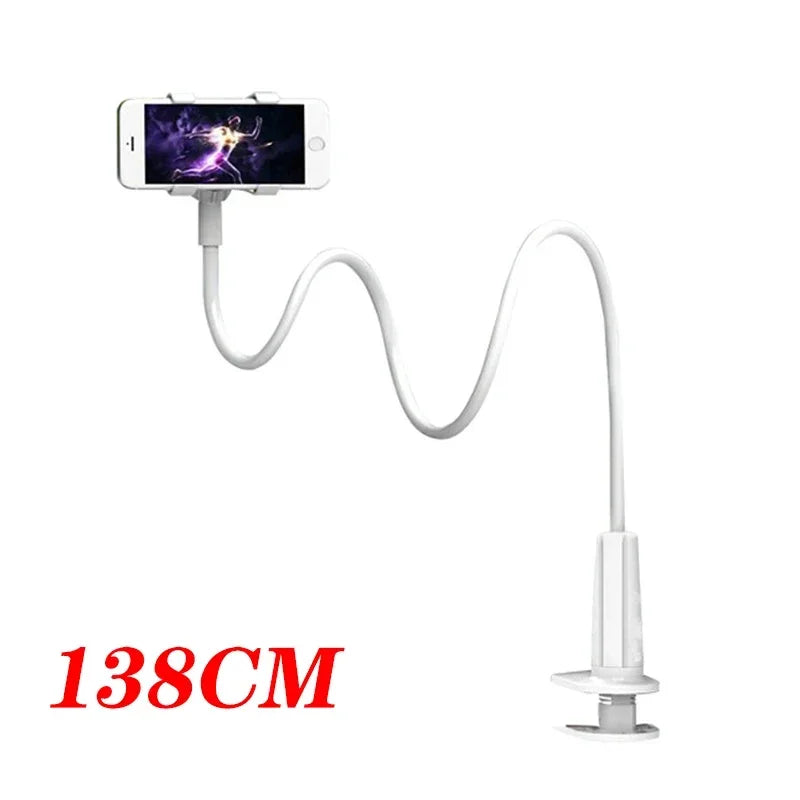138cm Cell Phone Clip on Stand Holder with Grip Flexible Long Arm Gooseneck Lazy Bracket Mount Clamp for Smartphones ﻿