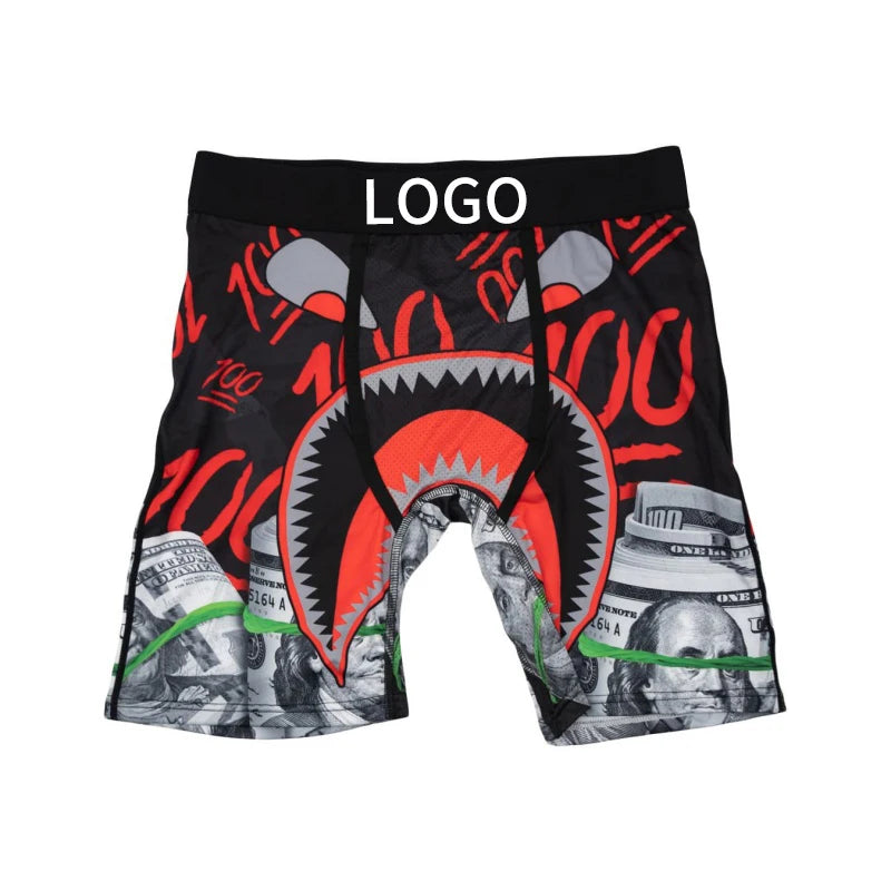 Sexy Men Underwear Mesh Breathable Crotch Mens Underpants Men's Panties Plus Size L-2XL Man Boxershorts Printed Men Boxer Briefs