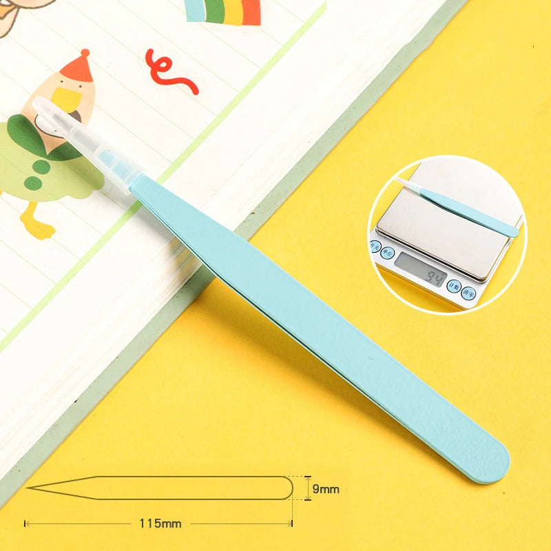 Stainless Steel Straight Curved Tweezers Colorful Pink Blue Purple DIY Eyelash Tweezer Nail Art Sticker Rhinestones Picking Tool