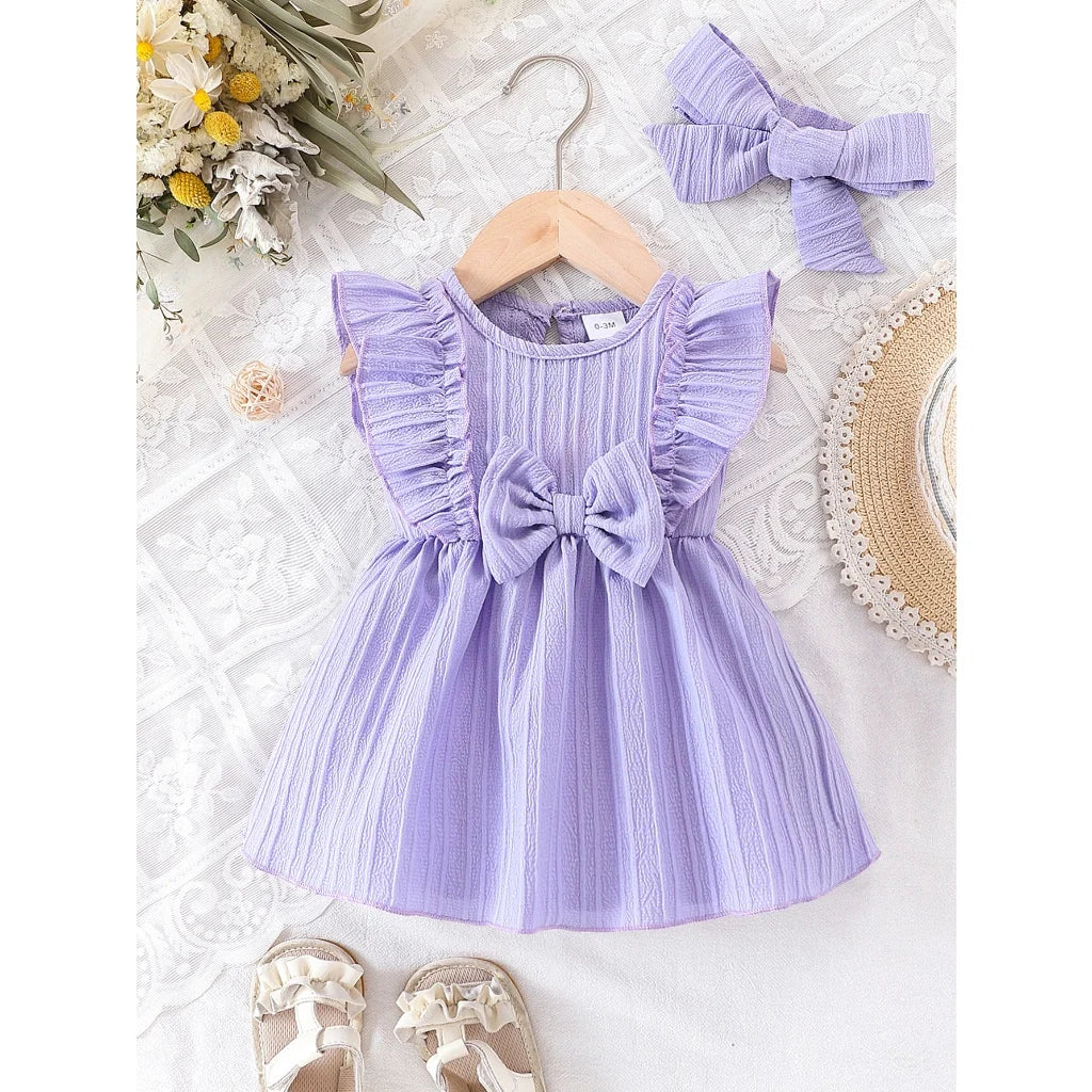 Newborn Baby Girl's Bow Sleeveless Christmas Dress Infant Cute Princess Birthday Party Dresses Toddler Clothing for 0-24 Months