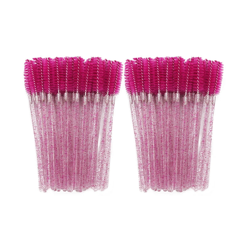 ANNAFRIS 50Pcs  Disposable Eyelash  Brush Soft Head Crystal Eyebrow Brush Lash Extension Brush  Mascara Wand Makeup Tool