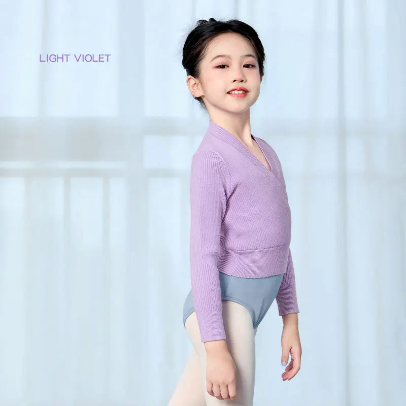Girls Ballet Sweater Kids Ballet Tops Dance Knitwear Sweater Warm Thermal Dance Coat Boat Neck Knitted Jacket Dance Tops Girls