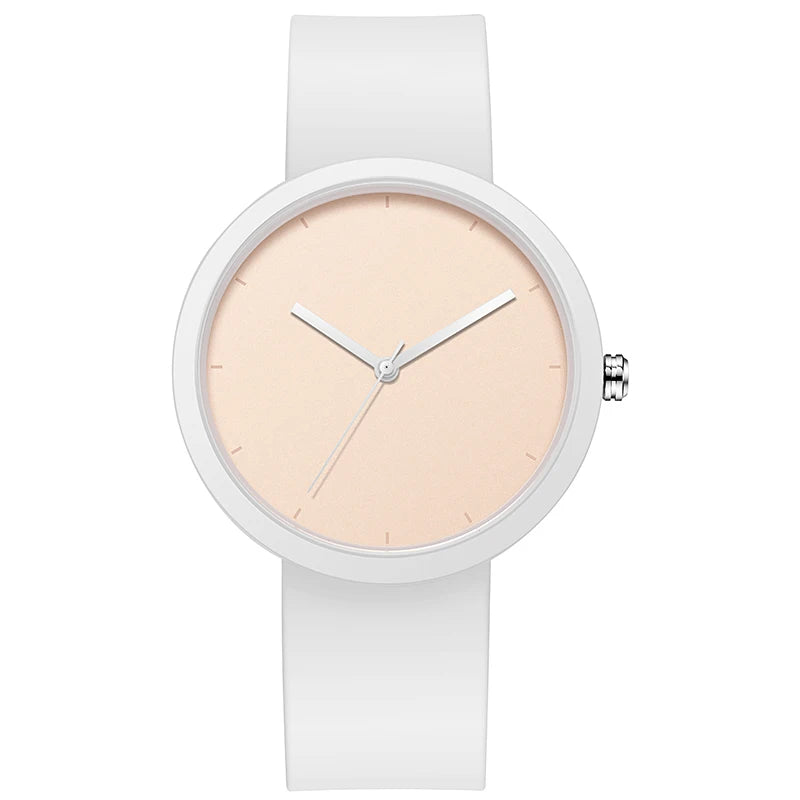 Minimalism Watch For Women 41mm Case with PVD Finish Rubber Strap