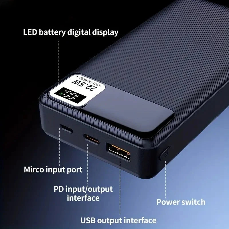 20000mAh Power Bank 22.5W Super Fast Charging Battery High Capacity Digital Display Power Bank For iPhone Samsung Huawei Xiaomi