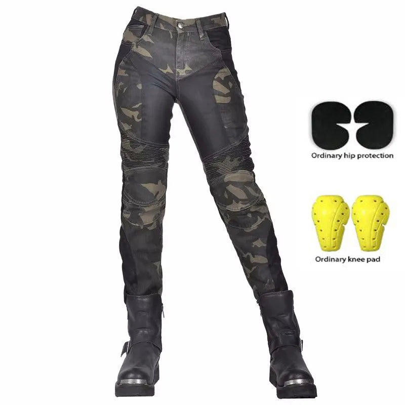 Camo Dual Spring Summer Riding Collection Classic Denim PK720 Motorcycle Female Pants Motocicleta Elastic Fit Jeans 4 Gears
