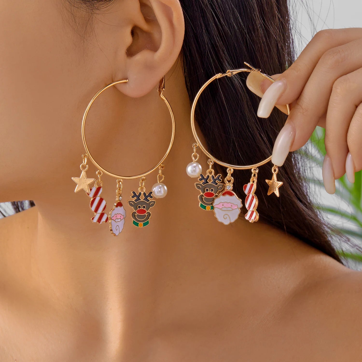 Cute Nutcracker Soldier Pendant Earrings For Women Shiny Rhinestone Imitation Pearl Elegant Earrings Christmas New Year Jewelry