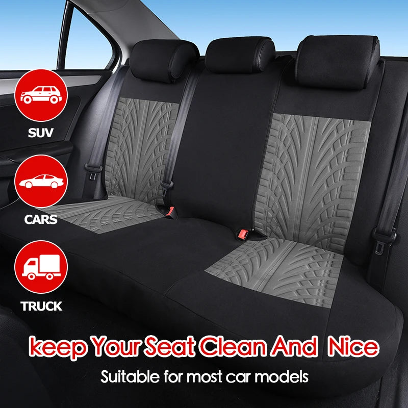 AUTOYOUTH Brand Embroidery Car Seat Covers Set Universal Fit Most Cars Covers with Tire Track Detail Styling Car Seat Protector