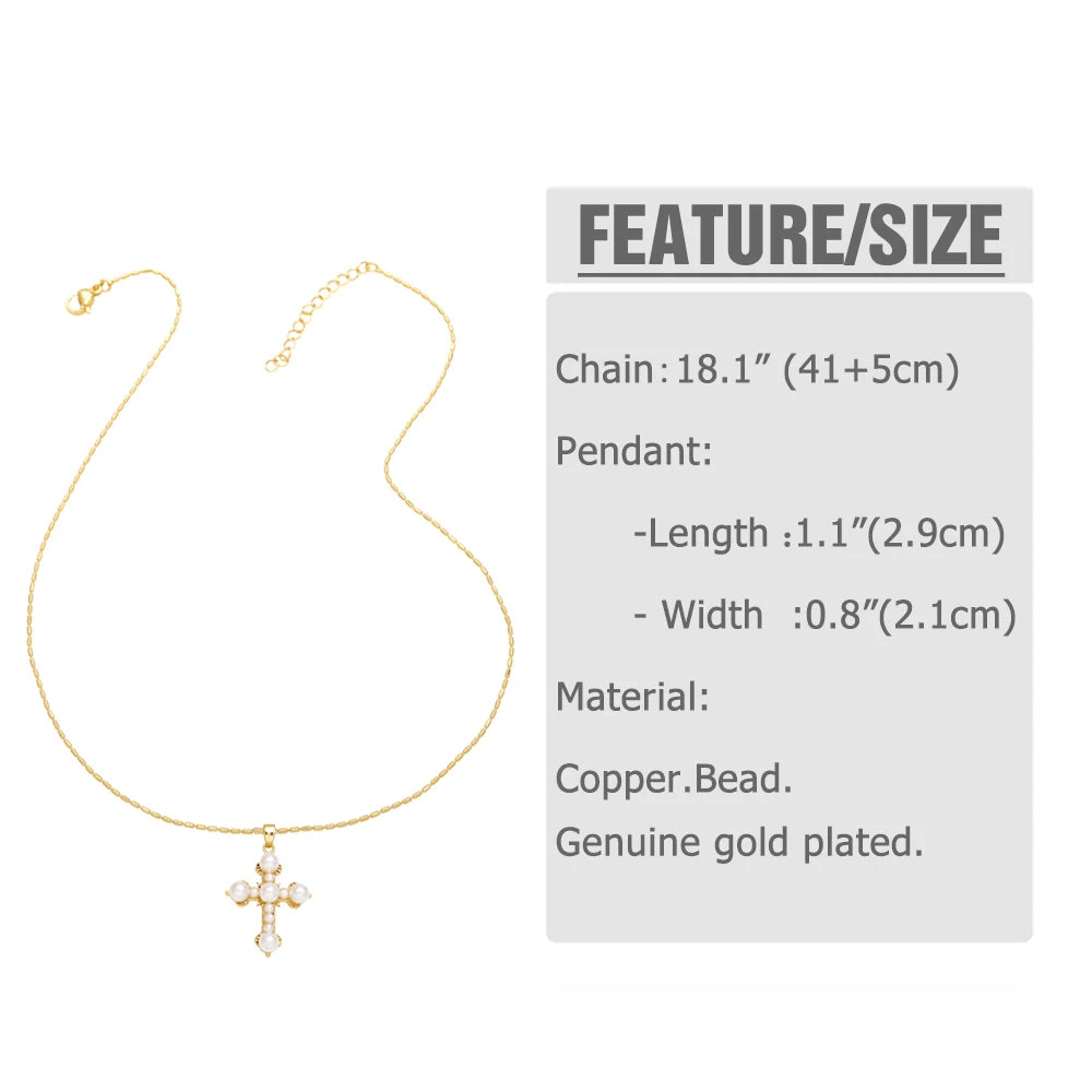 Round San Benito Necklaces for Women Gold Plated Cross Necklaces Religious Amulet Jewelry Gifts nkev31