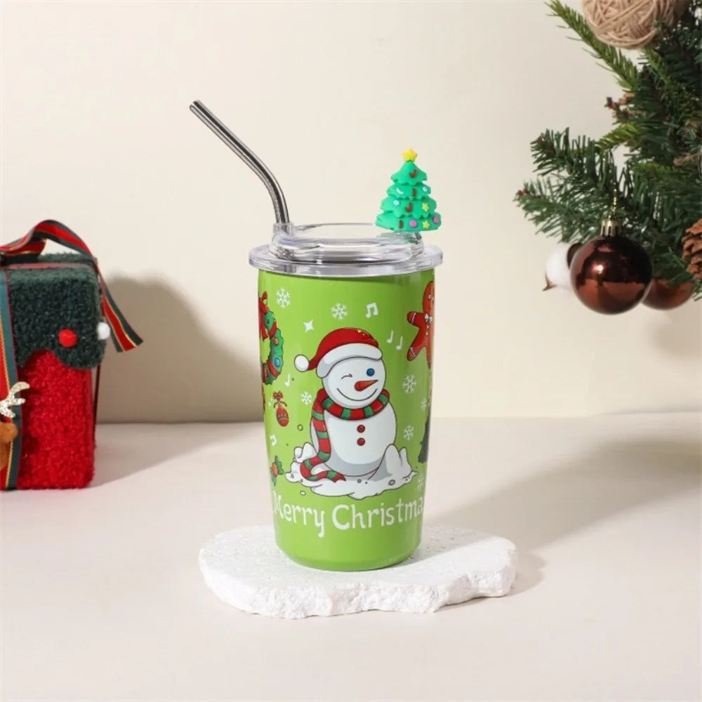 New Year 460ml Coffee Cup Christmas Stainless Steel Thermal Cup Reausable Portable Vacuum Mug Drinkware
