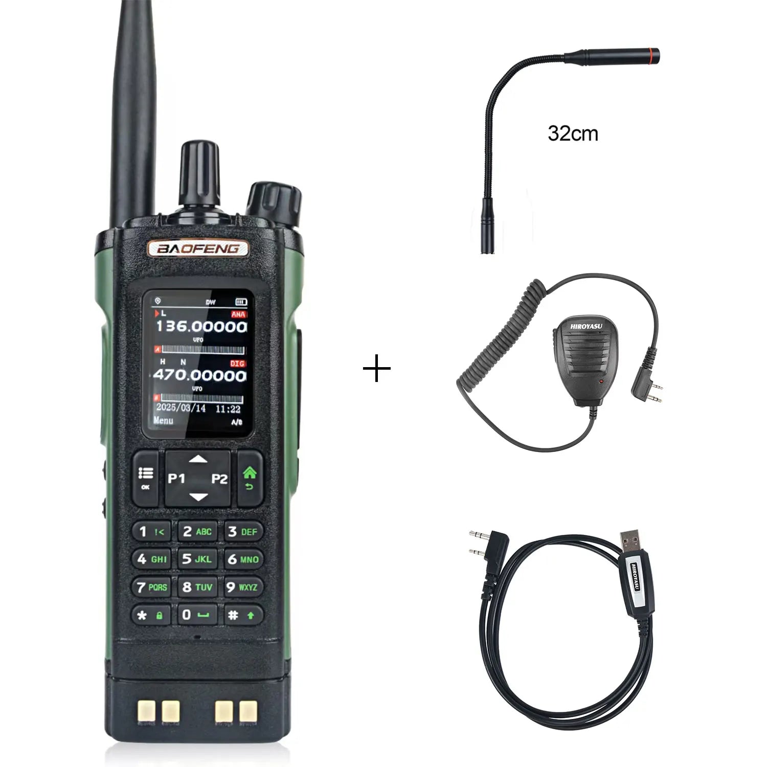 Baofeng DM-32 GPS APRS AES256 Encryption DMR Digital Analog UHF VHF Dual Band 8W Air Band FM Walkie Talkie DM-32UV