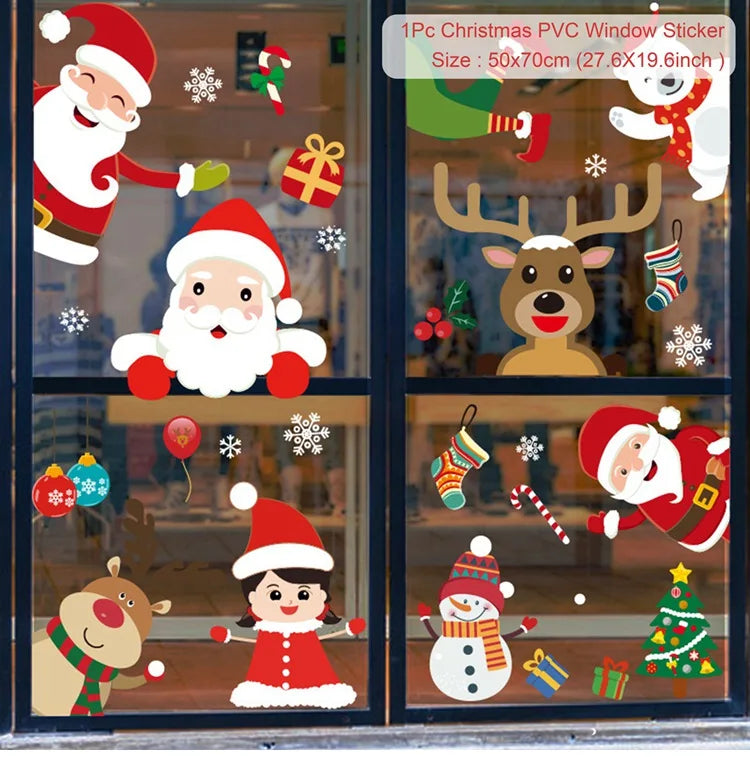 Christmas Window Stickers Christmas Wall Sticker Kids Room Wall Decals Merry Christmas Decorations For Home New Year Stickers