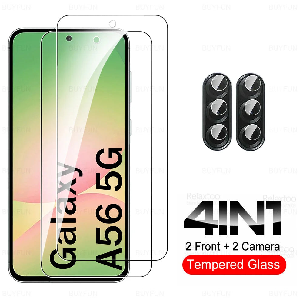6in1 Camera Glass For Samsung Galaxy A56 Full Cover Tempered Glass SamsungA56 GalaxyA56 Samung A 56 56A 5G Lens Screen Protector