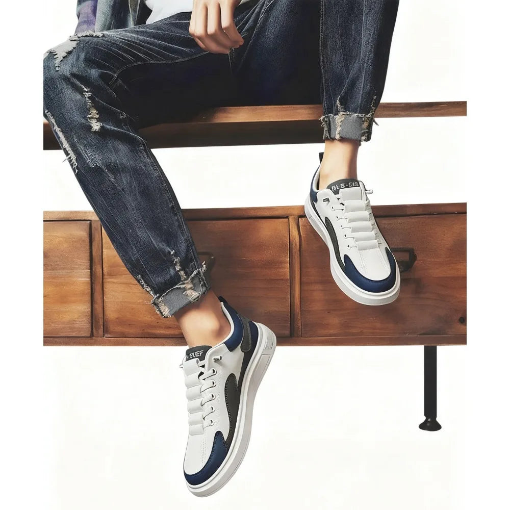 Men's Casual Slip-On Work oes Breathable Wear-Resistant Faionable All-Season Leather Patchwork round Toe PVC Outsole