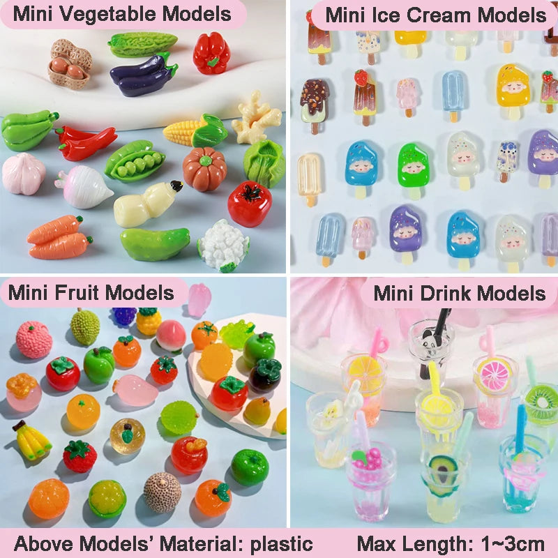 DIY Miniature Doll House Refrigerator Food Toy Simulative Fridge Microwave Oven Kitchen Utensils For Girls Kids Christmas Gifts