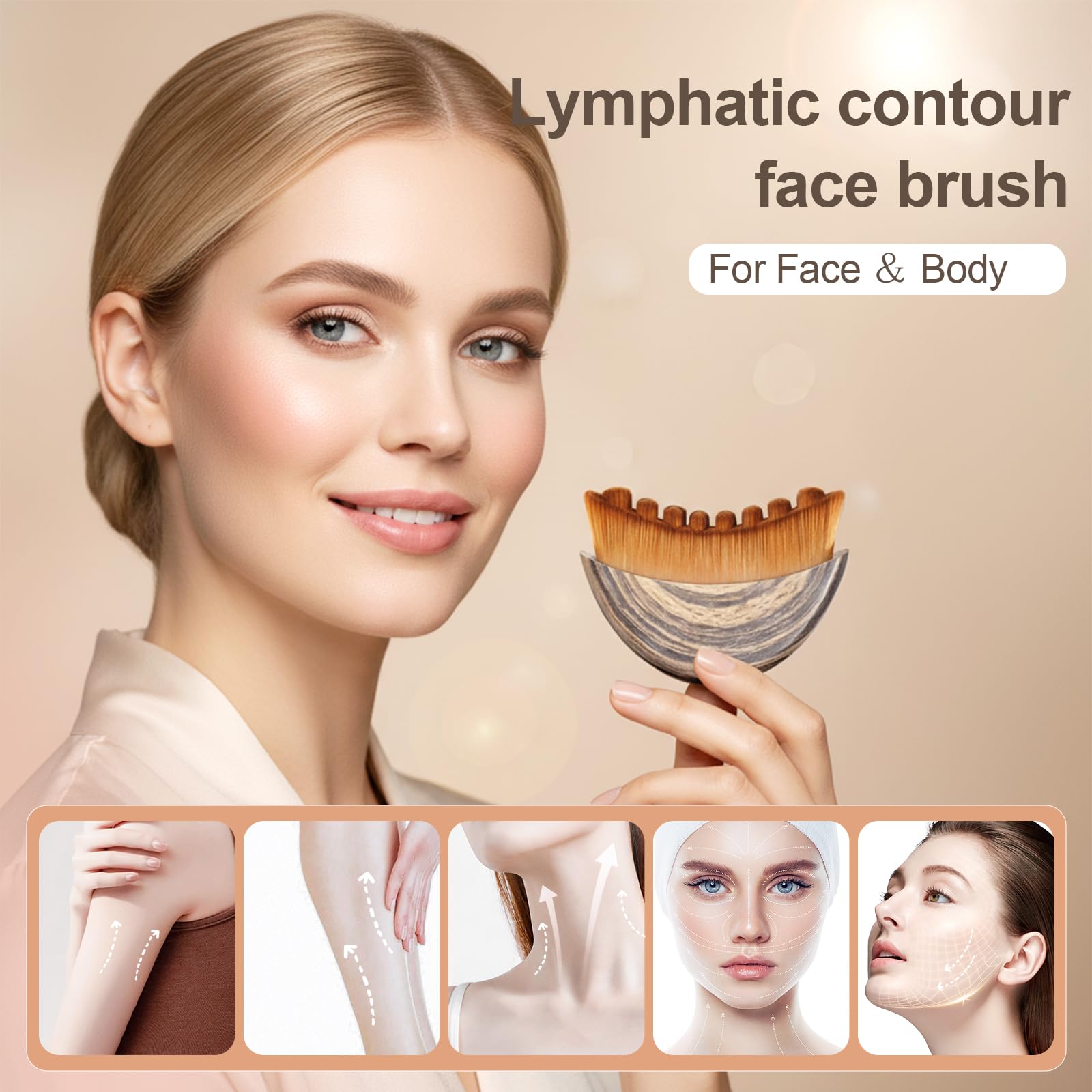 Lymphatic Drainage Massager Lymphatic Contour Face Brush Double Chin Reducer Lymphatic Drainage Brush