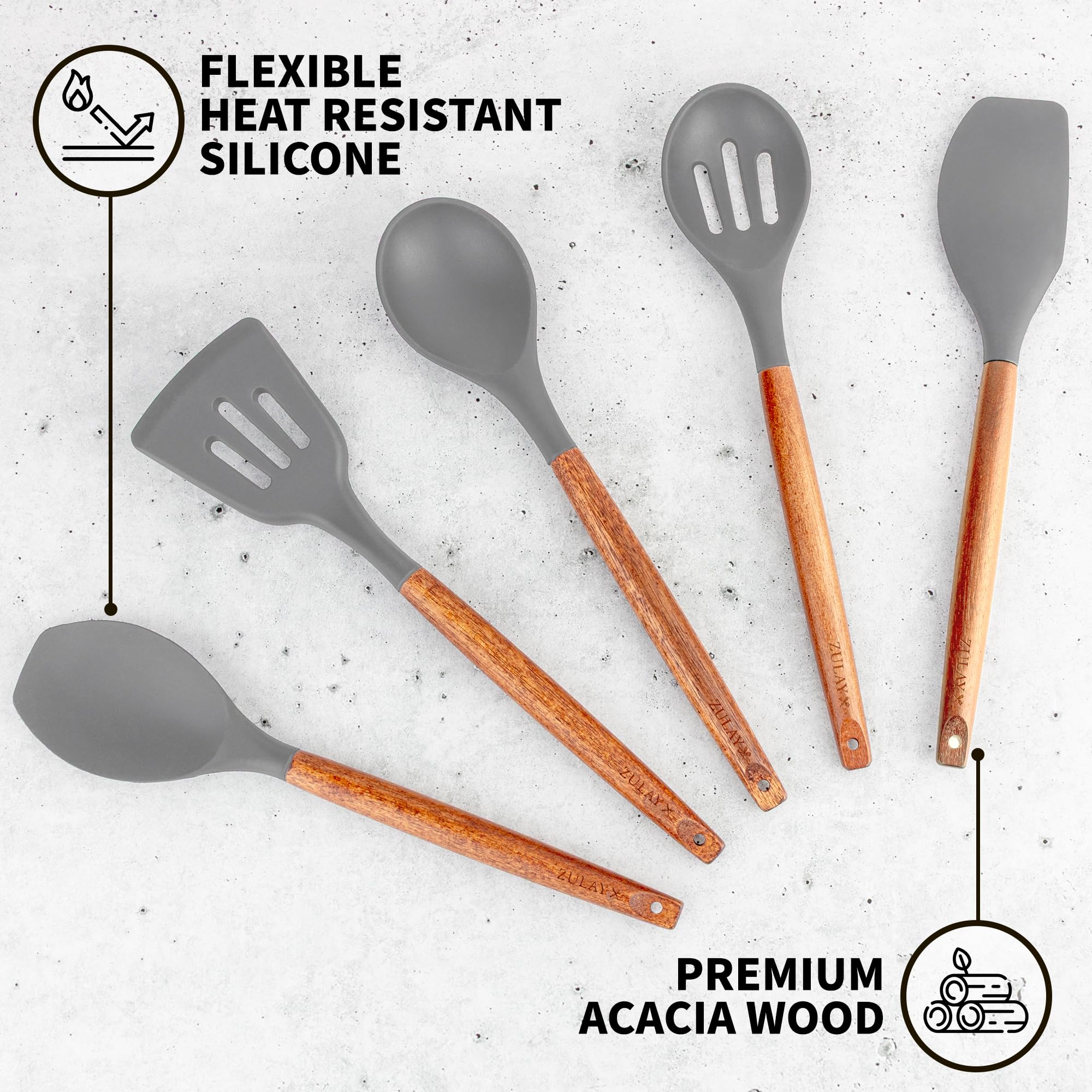 Silicone Cooking Utensils Kitchen Utensil Set - 446°F Heat Resistant Silicone Kitchen Utensils Set, Spatula,Turner Tongs, Spoon, Whisk,Kitchen Gadgets for Nonstick Cookware, BPA Free