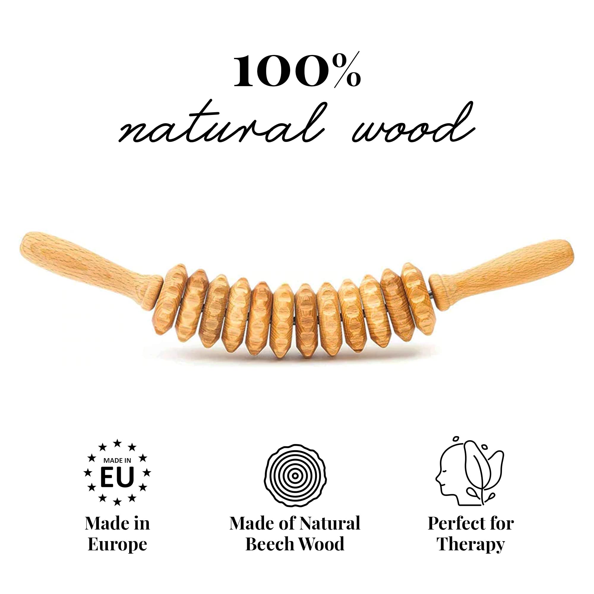 Manual Wooden Fascia Massage Roller Trigger Points for Release Cellulite Sore Muscle Blasting