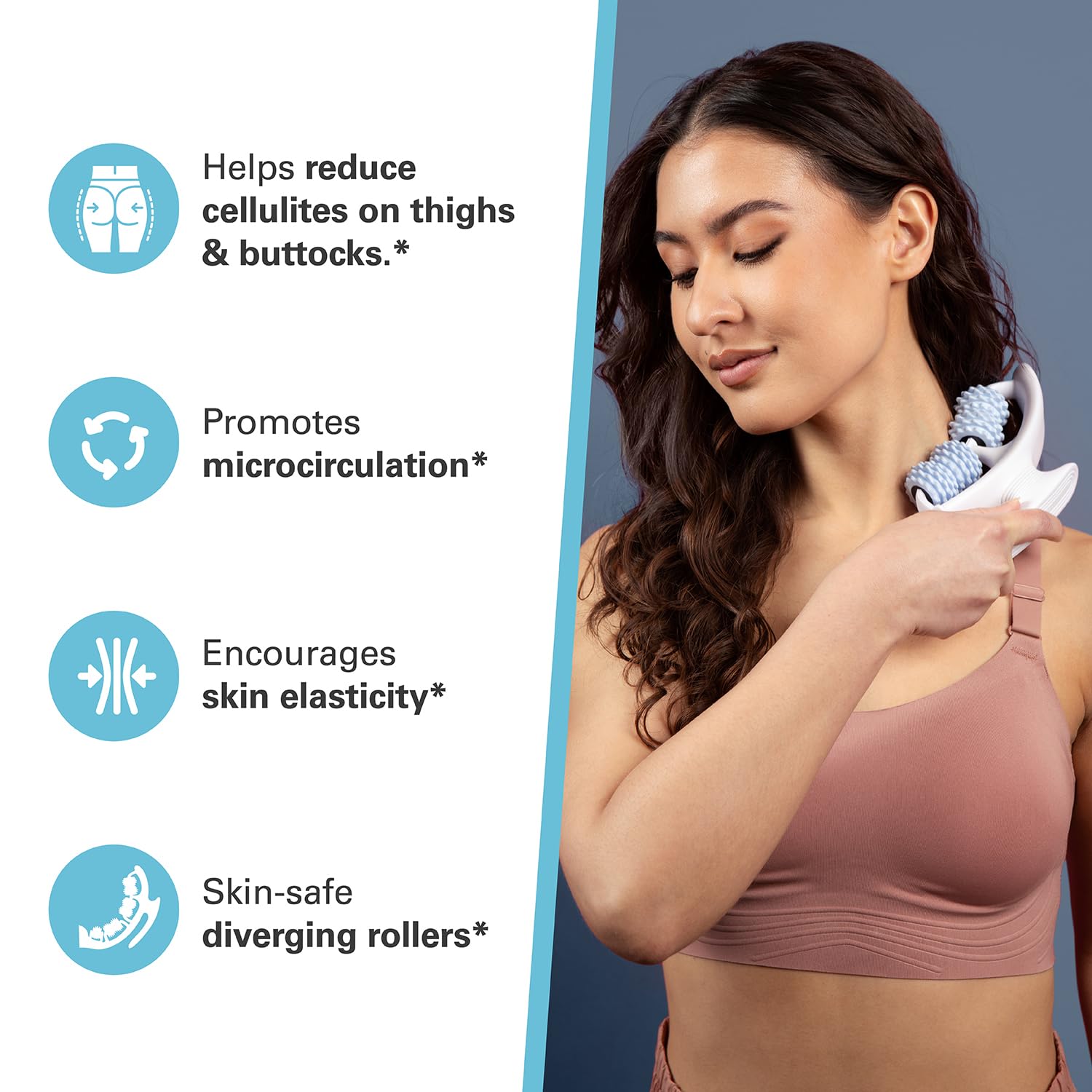 Cellulite Manual Massager : Made in Italy, Patented with Converging & Diverging Roller Technology. Anti Cellulite Roller for Thighs and Buttock