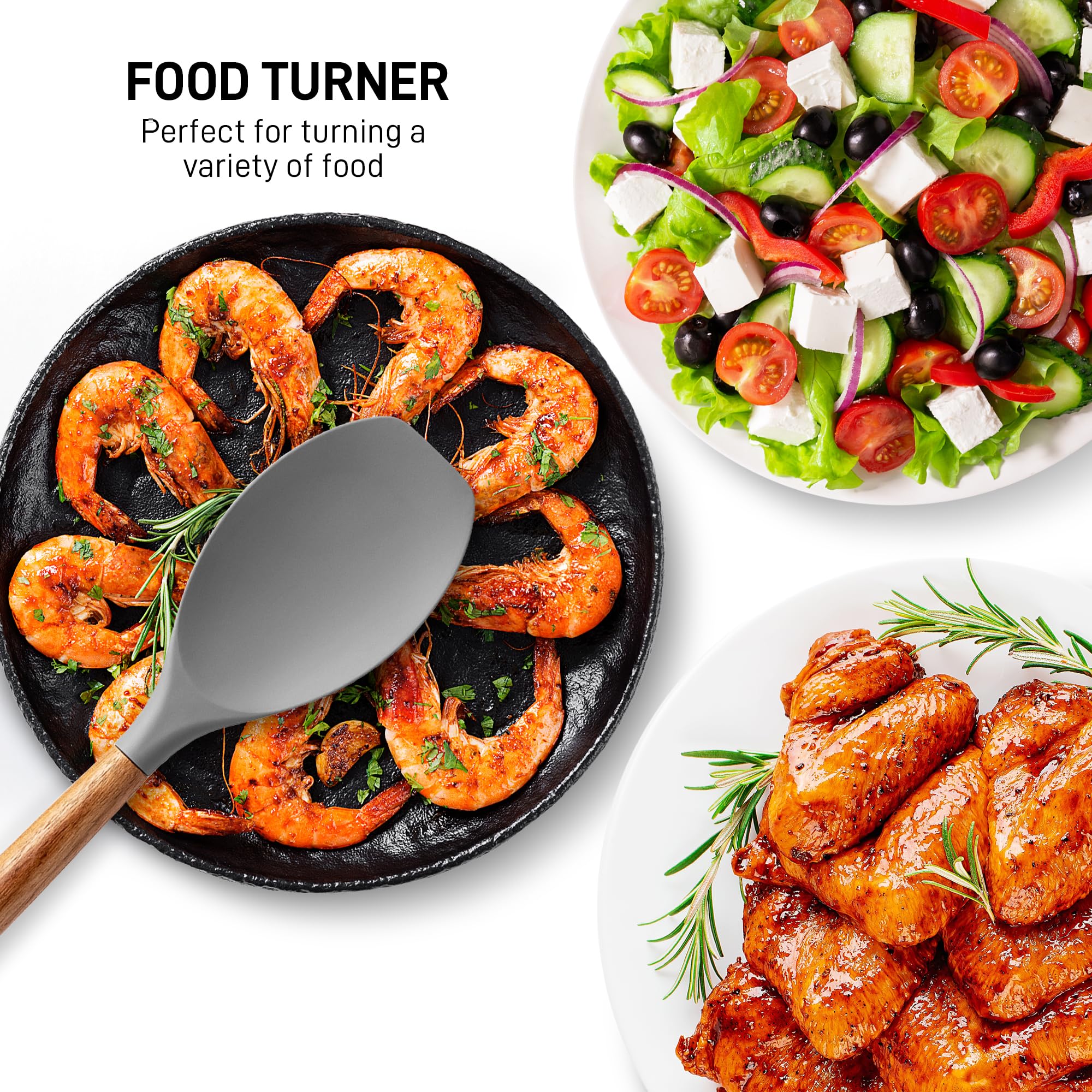 Silicone Cooking Utensils Kitchen Utensil Set - 446°F Heat Resistant Silicone Kitchen Utensils Set, Spatula,Turner Tongs, Spoon, Whisk,Kitchen Gadgets for Nonstick Cookware, BPA Free